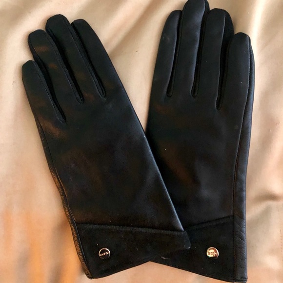 CLASSY BLACK LEATHER/SUEDE GLOVES - Picture 2 of 6